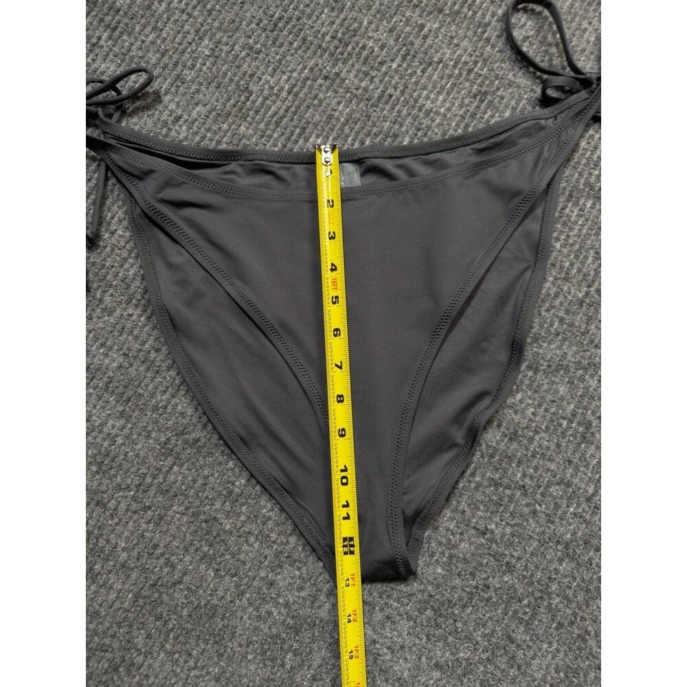 Skims Recycled Swim Size 4X Dipped Side Tie Bikini Bottoms Gunmetal Gray NEW